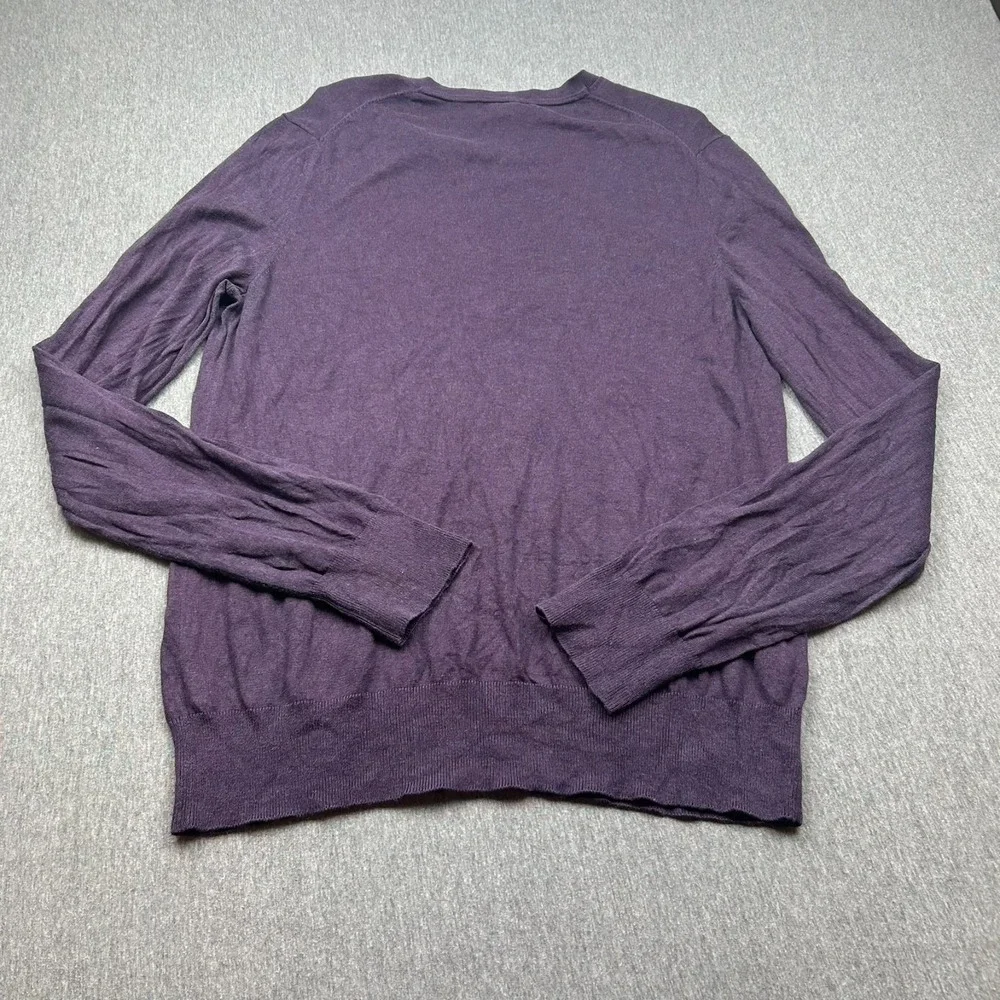Banana Republic Luxury Blend Vneck Sweater Mens Large Purple Silk Cotton Cashmer